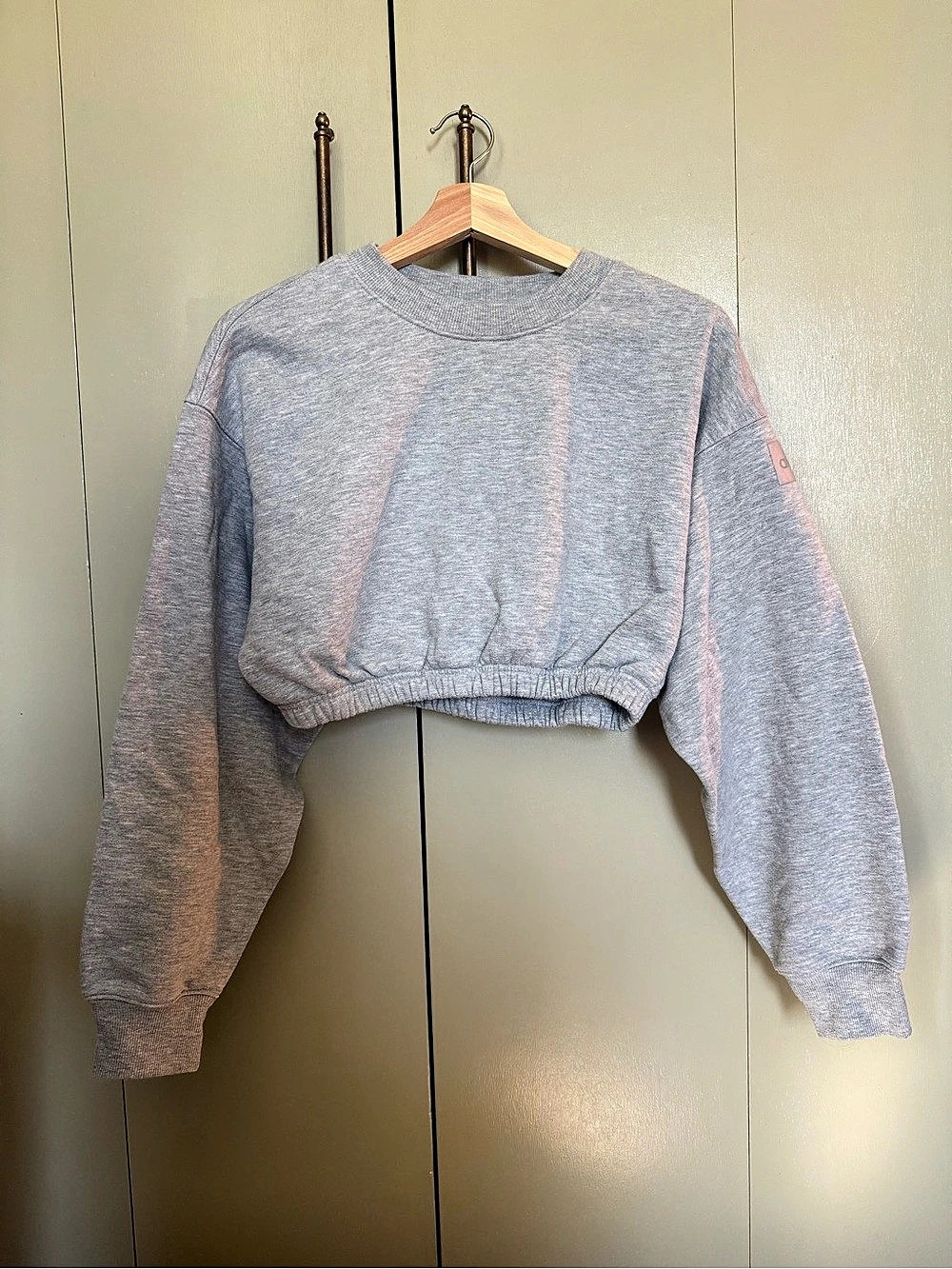 Alo Yoga Devotion Cropped Crewneck Sweatshirt Gray Small
